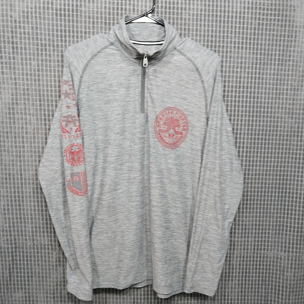 American Fighter Quarter Zip Pullover Mens Graphic Logo Medium Gray
